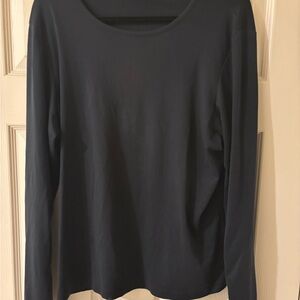 Lands' End Black Fitted Long Sleeve T-shirt Large